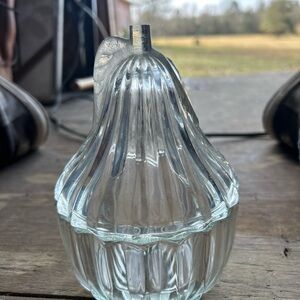 Jeannette Glass Vintage Pear Candy Dish Clear with Lid Covered Jar Fruit Boxed